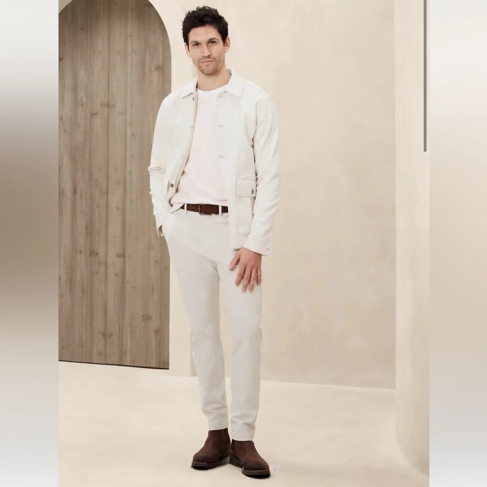 Banana Republic EUC Men's Fulton‎ Chino Transition Cream Slim Pants- Size 33/30
